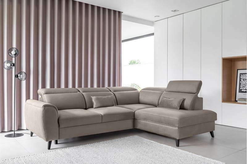 Bäddsoffa m. Schäslong Yasmine 3-sits - Beige - Möbler - Soffa - Bäddsoffa - Bäddsoffa längsbäddad