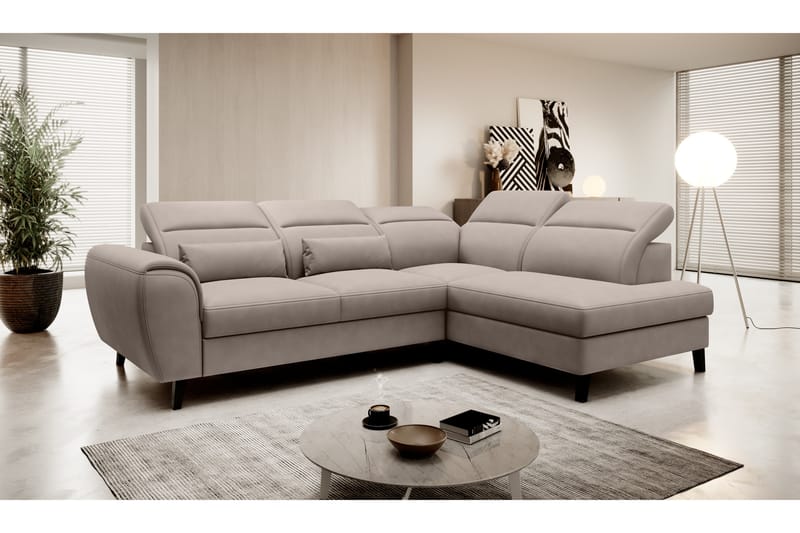 Bäddsoffa m. Schäslong Yasmine 3-sits - Beige - Möbler - Soffa - Bäddsoffa - Bäddsoffa längsbäddad