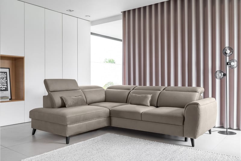 Bäddsoffa m. Schäslong Yasmine 3-sits - Beige - Möbler - Soffa - Bäddsoffa - Bäddsoffa längsbäddad