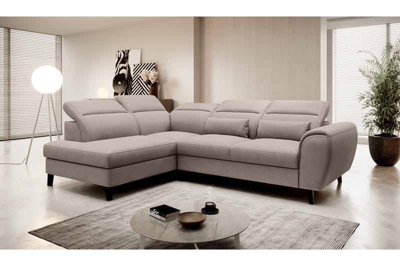 Bäddsoffa m. Schäslong Yasmine 3-sits - Beige - Möbler - Soffa - Bäddsoffa - Bäddsoffa längsbäddad