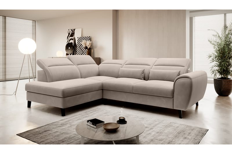 Bäddsoffa m. Schäslong Yasmine 3-sits - Beige - Möbler - Soffa - Bäddsoffa - Bäddsoffa längsbäddad