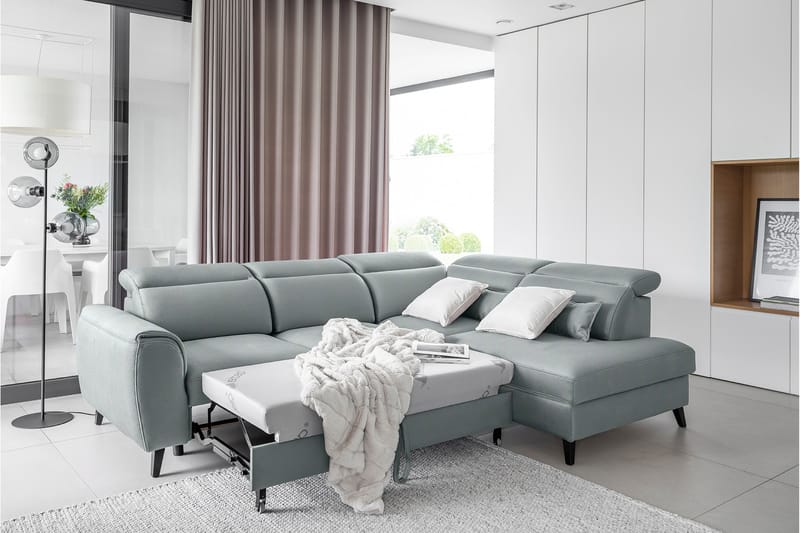 Bäddsoffa m. Schäslong Yasmine 3-sits - Blå - Möbler - Soffa - Bäddsoffa - Bäddsoffa längsbäddad