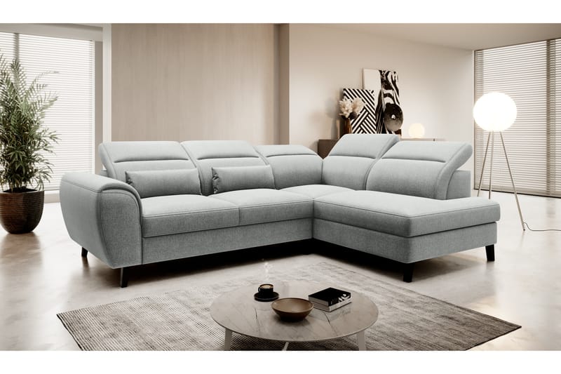 Bäddsoffa m. Schäslong Yasmine 3-sits - Grå - Möbler - Soffa - Bäddsoffa - Bäddsoffa längsbäddad