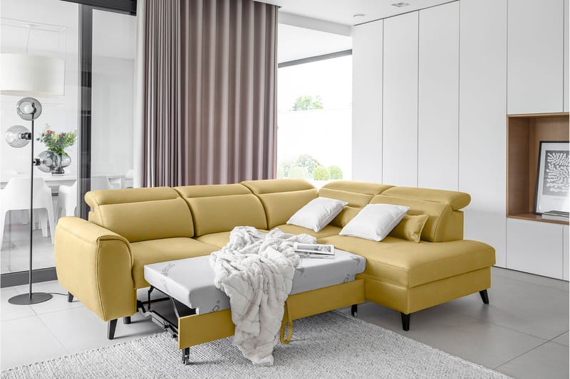 Bäddsoffa m. Schäslong Yasmine 3-sits - Gul - Möbler - Soffa - Bäddsoffa - Bäddsoffa längsbäddad
