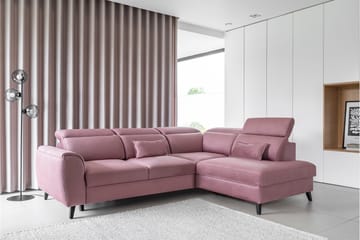 Bäddsoffa m. Schäslong Yasmine 3-sits - Rosa - Möbler - Soffa - Bäddsoffa - Bäddsoffa längsbäddad