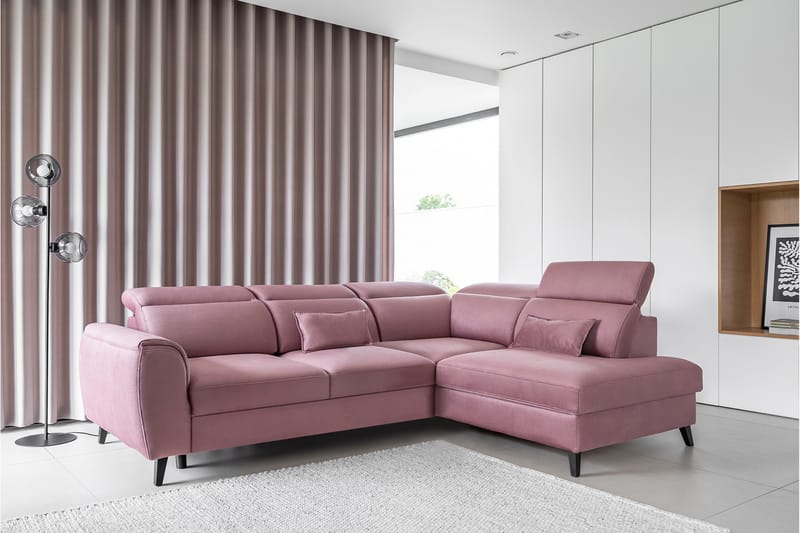 Bäddsoffa m. Schäslong Yasmine 3-sits - Rosa - Möbler - Soffa - Bäddsoffa - Bäddsoffa längsbäddad