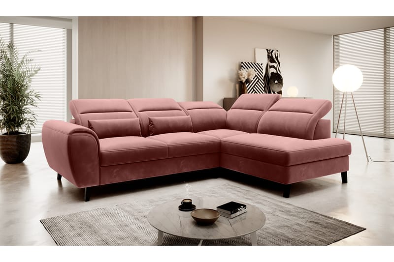 Bäddsoffa m. Schäslong Yasmine 3-sits - Rosa - Möbler - Soffa - Bäddsoffa - Bäddsoffa längsbäddad