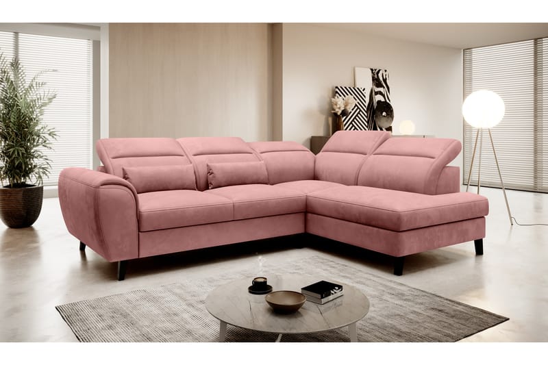 Bäddsoffa m. Schäslong Yasmine 3-sits - Rosa - Möbler - Soffa - Bäddsoffa - Bäddsoffa längsbäddad