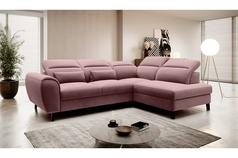 Bäddsoffa m. Schäslong Yasmine 3-sits - Rosa - Möbler - Soffa - Bäddsoffa - Bäddsoffa längsbäddad