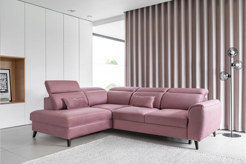 Bäddsoffa m. Schäslong Yasmine 3-sits - Rosa - Möbler - Soffa - Bäddsoffa - Bäddsoffa längsbäddad