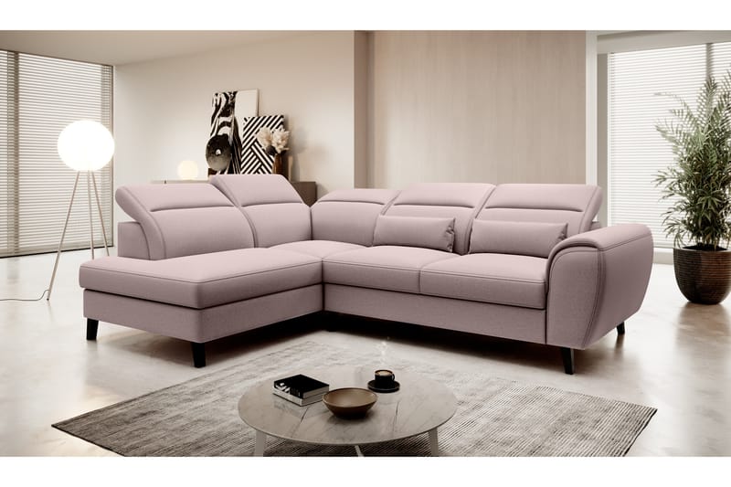 Bäddsoffa m. Schäslong Yasmine 3-sits - Rosa - Möbler - Soffa - Bäddsoffa - Bäddsoffa längsbäddad