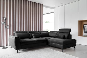 Bäddsoffa m. Schäslong Yasmine 3-sits - Svart - Möbler - Soffa - Bäddsoffa - Bäddsoffa längsbäddad