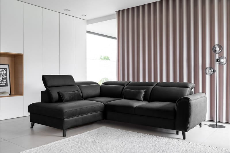 Bäddsoffa m. Schäslong Yasmine 3-sits - Svart - Möbler - Soffa - Bäddsoffa - Bäddsoffa längsbäddad