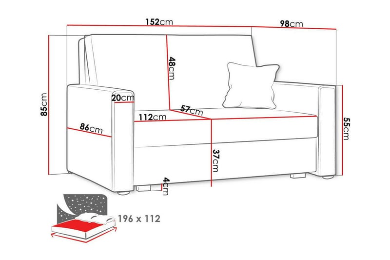 2-sits Bäddsoffa Denegal - 2 sits bäddsoffa