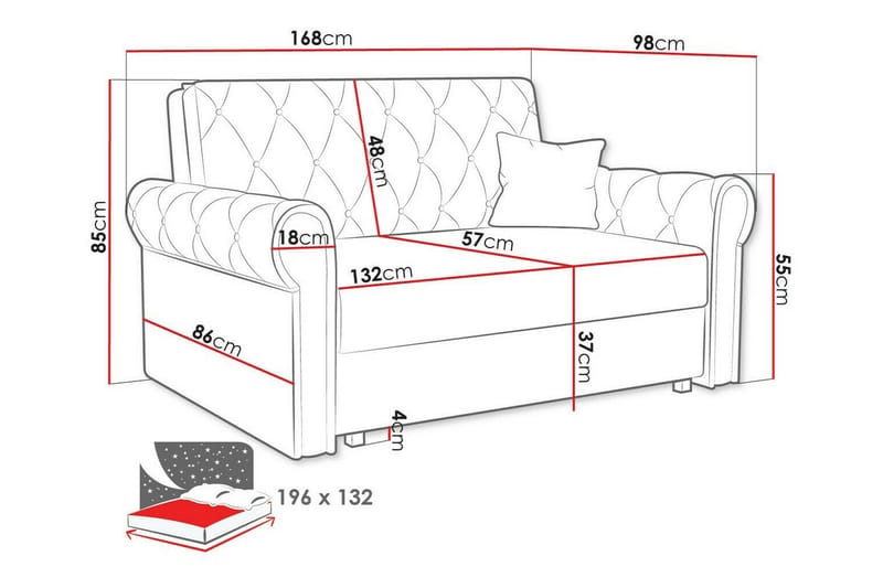 2-sits Bäddsoffa Denegal - 2 sits bäddsoffa