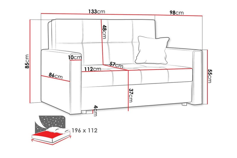 2-sits Bäddsoffa Denegal - 2 sits bäddsoffa