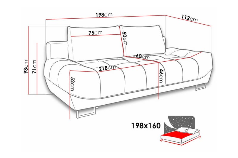 2-sits Bäddsoffa Graystone - Cream - 2 sits bäddsoffa