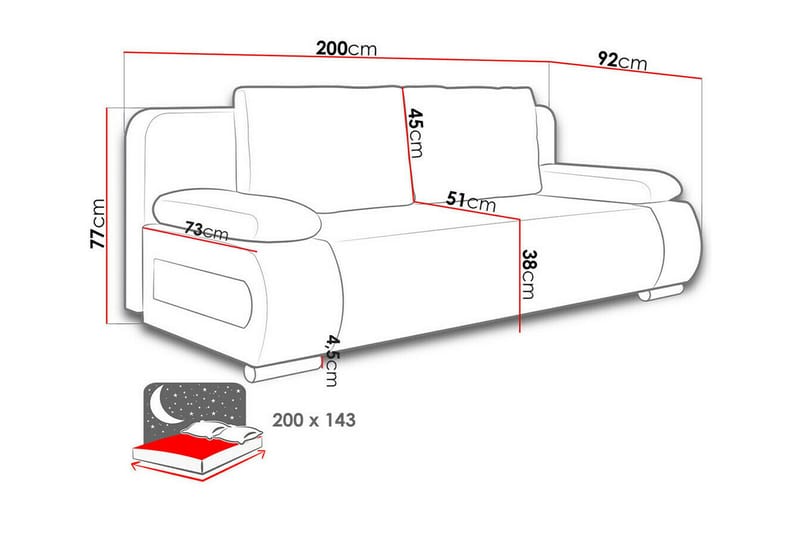 2-sits Bäddsoffa Kintore - Beige - 2 sits bäddsoffa