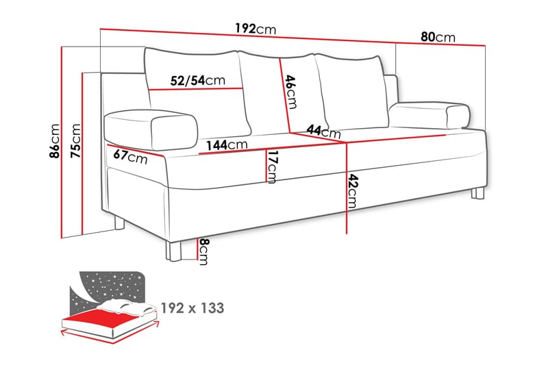 2-sits Bäddsoffa Kintore - Möbler - Soffa - Bäddsoffa - 2 sits bäddsoffa