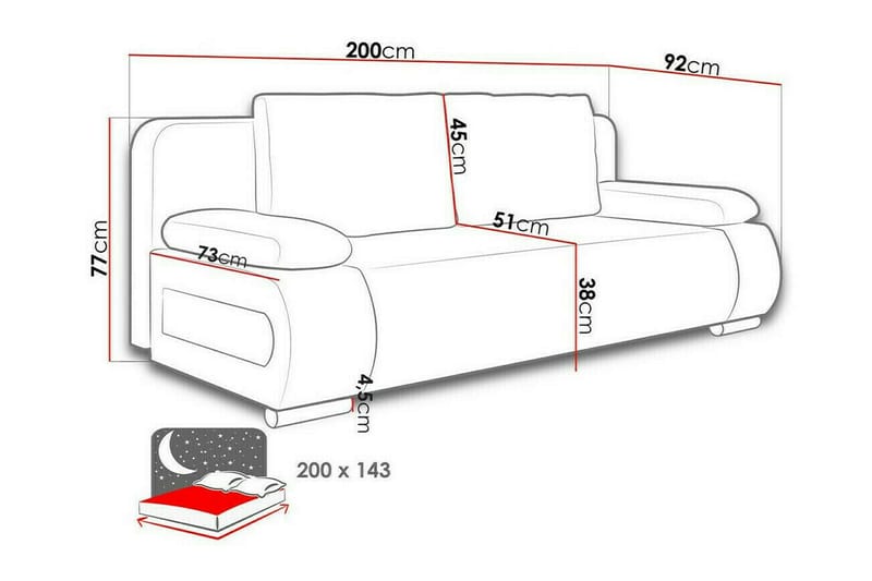 2-sits Bäddsoffa Kintore - 2 sits bäddsoffa