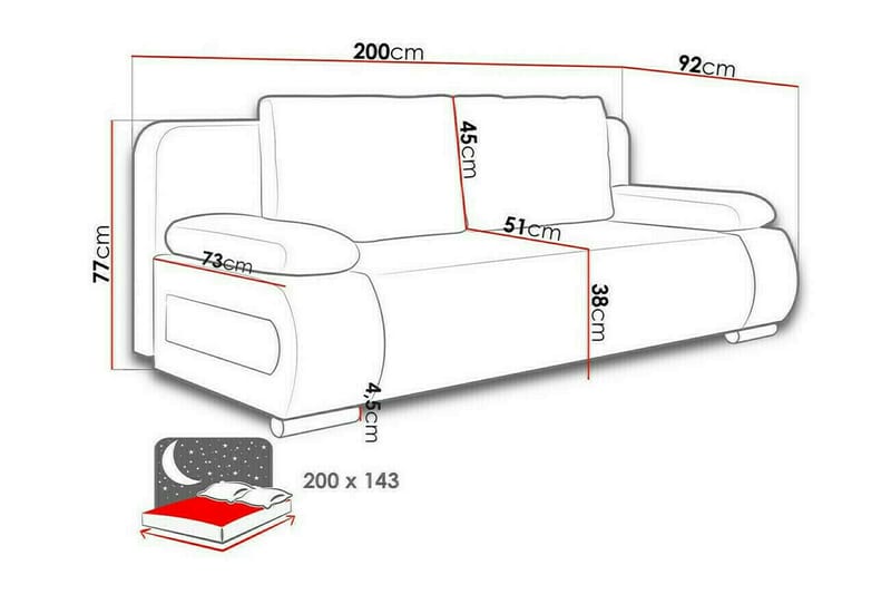 2-sits Bäddsoffa Kintore - 2 sits bäddsoffa