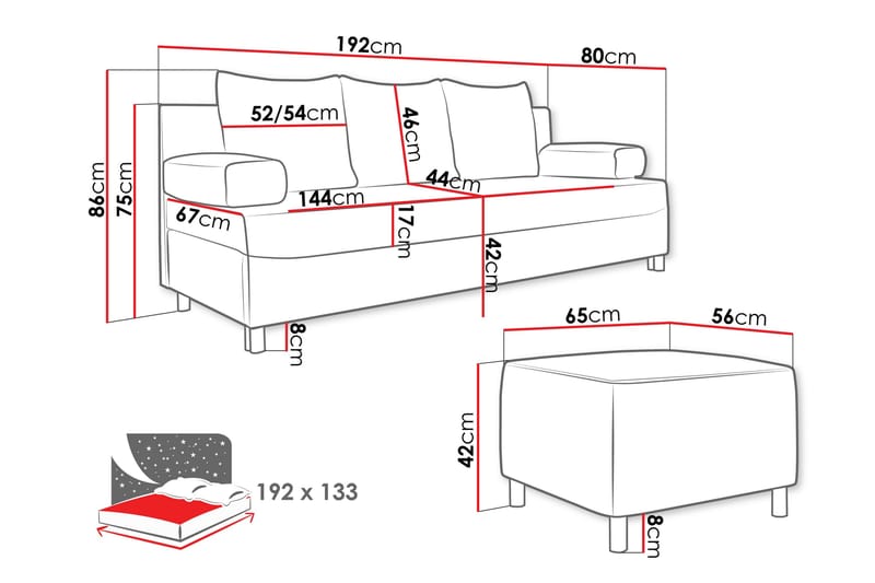2-sits Bäddsoffa Kintore - Möbler - Soffa - Bäddsoffa - 2 sits bäddsoffa