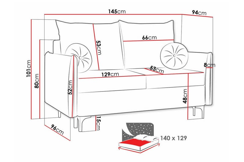 2-sits Bäddsoffa Knocklong - Cream - Möbler - Soffa - Bäddsoffa - 2 sits bäddsoffa