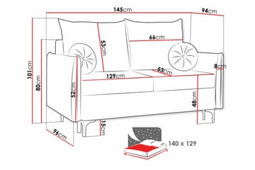 2-sits Bäddsoffa Knocklong - Rosa - Möbler - Soffa - Bäddsoffa - 2 sits bäddsoffa