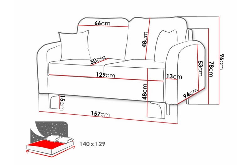 2-sits Bäddsoffa Knocklong - 2 sits bäddsoffa