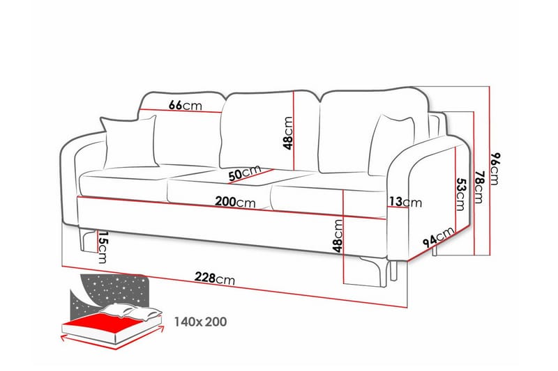 2-sits Bäddsoffa Knocklong - 2 sits bäddsoffa