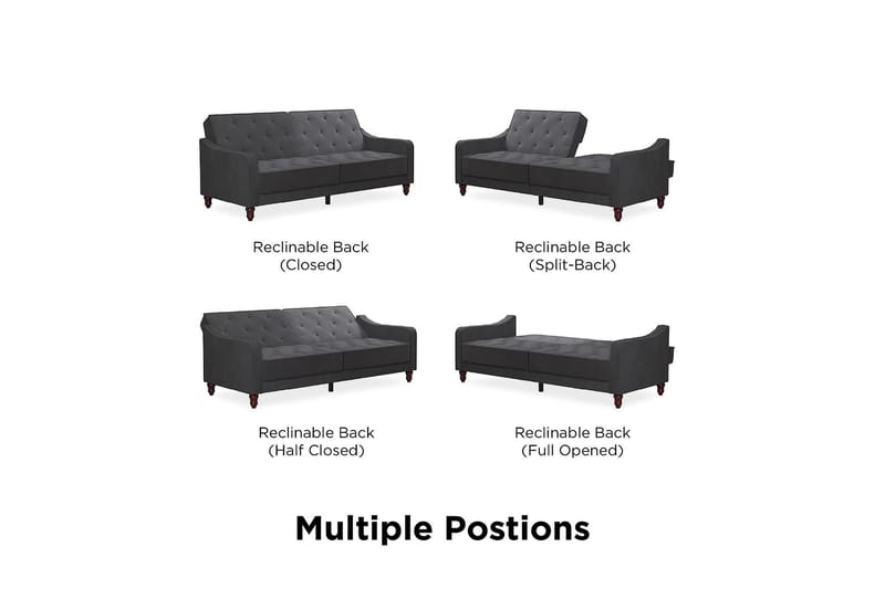 2-sits Bäddsoffa Vintage Tufted Grå - Novogratz - Möbler - Soffa - Bäddsoffa - 2 sits bäddsoffa