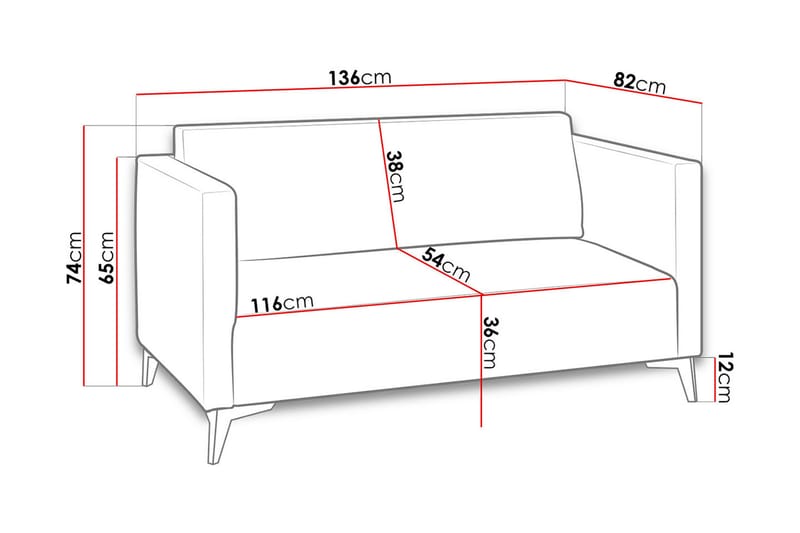 2-sits Soffa Szafir 82x136 cm - Gul - 2 sits bäddsoffa - Sammetssoffa