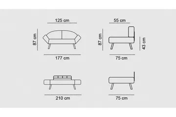 Albertina Bäddsoffa 2-sits - Blågrön - Möbler - Soffa - Bäddsoffa - 2 sits bäddsoffa