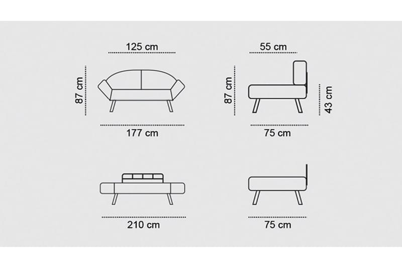 Albertina Bäddsoffa 2-sits - Blågrön - Möbler - Soffa - Bäddsoffa - 2 sits bäddsoffa