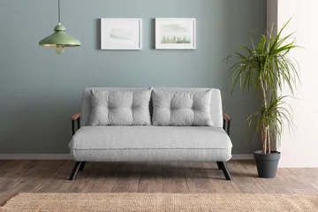 Alfredton 2-sits Bäddbar Fällbar Bäddsoffa i Boucle med Metallben - Grå - Möbler - Soffa - Bäddsoffa - 2 sits bäddsoffa