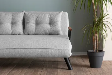 Alfredton 2-sits Bäddbar Fällbar Bäddsoffa i Boucle med Metallben - Grå - Möbler - Soffa - Bäddsoffa - 2 sits bäddsoffa