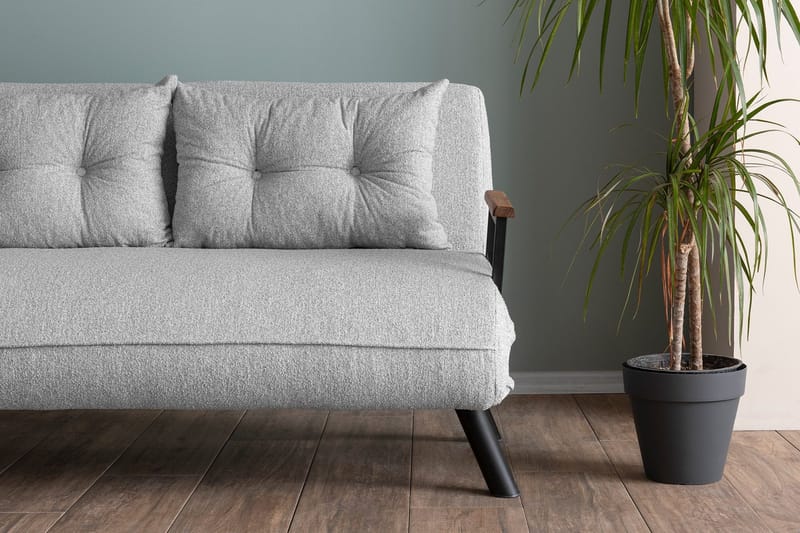 Alfredton 2-sits Bäddbar Fällbar Bäddsoffa i Boucle med Metallben - Grå - Möbler - Soffa - Bäddsoffa - 2 sits bäddsoffa