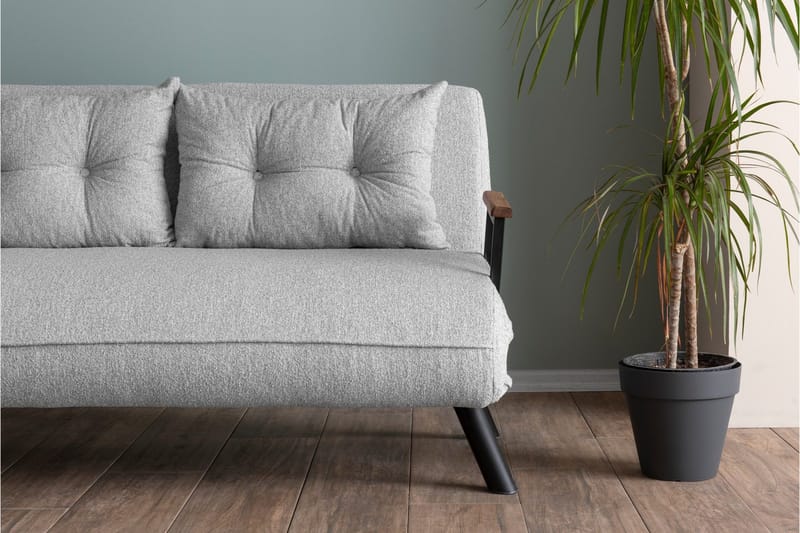 Alfredton 2-sits Bäddbar Fällbar Bäddsoffa i Boucle med Metallben - Grå - Möbler - Soffa - Bäddsoffa - 2 sits bäddsoffa