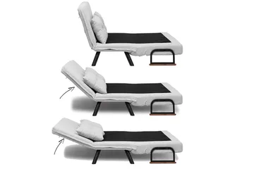Alfredton 2-sits Bäddbar Fällbar Bäddsoffa i Boucle med Metallben - Grå - Möbler - Soffa - Bäddsoffa - 2 sits bäddsoffa
