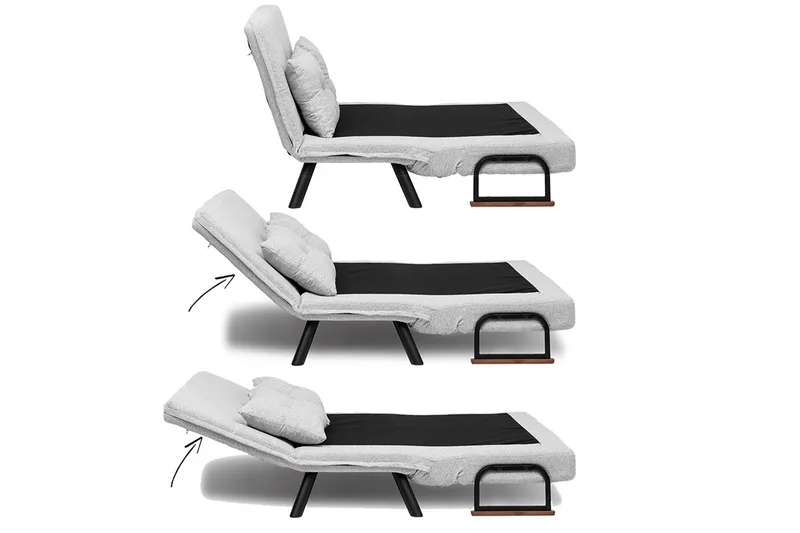 Alfredton 2-sits Bäddbar Fällbar Bäddsoffa i Boucle med Metallben - Grå - Möbler - Soffa - Bäddsoffa - 2 sits bäddsoffa