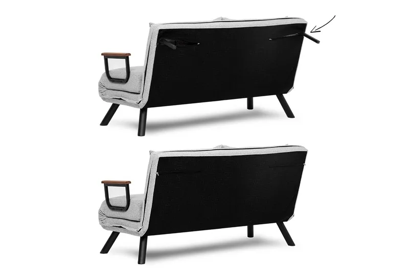Alfredton 2-sits Bäddbar Fällbar Bäddsoffa i Boucle med Metallben - Grå - Möbler - Soffa - Bäddsoffa - 2 sits bäddsoffa