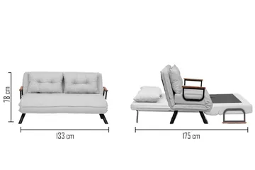 Alfredton 2-sits Bäddbar Fällbar Bäddsoffa i Boucle med Metallben - Grå - Möbler - Soffa - Bäddsoffa - 2 sits bäddsoffa
