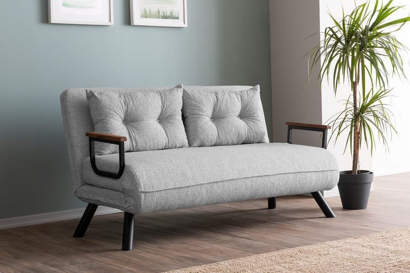 Alfredton 2-sits Bäddbar Fällbar Bäddsoffa i Boucle med Metallben - Grå - Möbler - Soffa - Bäddsoffa - 2 sits bäddsoffa