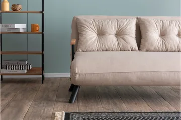 Alfredton 2-sits Bäddbar Fällbar Bäddsoffa i Tyg med Metallben - Ljusbeige - Möbler - Soffa - Bäddsoffa - 2 sits bäddsoffa