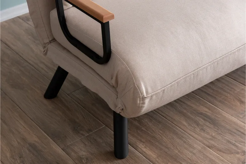 Alfredton 2-sits Bäddbar Fällbar Bäddsoffa i Tyg med Metallben - Ljusbeige - Möbler - Soffa - Bäddsoffa - 2 sits bäddsoffa