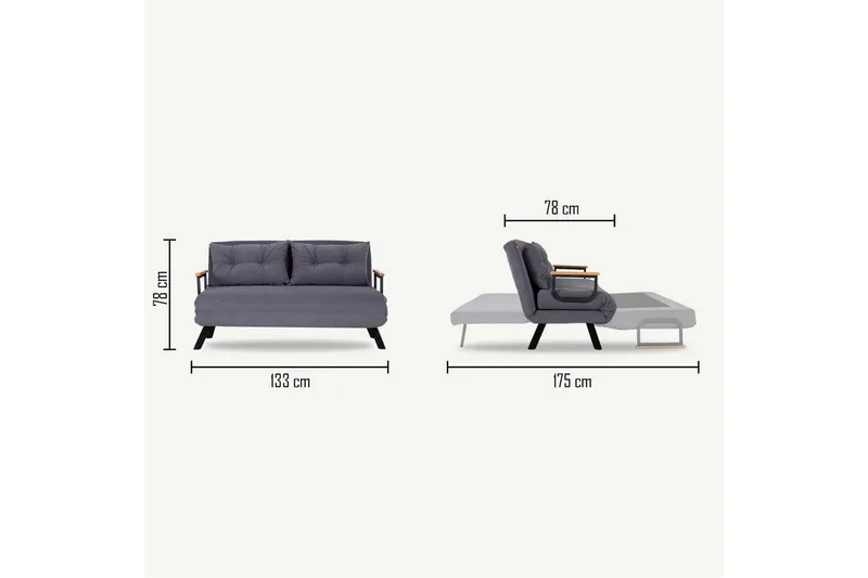 Alfredton 2-sits Bäddbar Fällbar Bäddsoffa i Tyg med Metallben - Ljusbeige - Möbler - Soffa - Bäddsoffa - 2 sits bäddsoffa