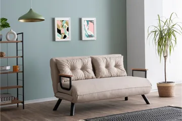 Alfredton 2-sits Bäddbar Fällbar Bäddsoffa i Tyg med Metallben - Ljusbeige - Möbler - Soffa - Bäddsoffa - 2 sits bäddsoffa