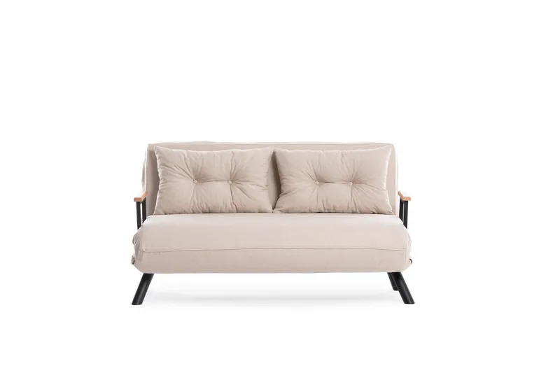 Alfredton 2-sits Bäddbar Fällbar Bäddsoffa i Tyg med Metallben - Ljusbeige - Möbler - Soffa - Bäddsoffa - 2 sits bäddsoffa