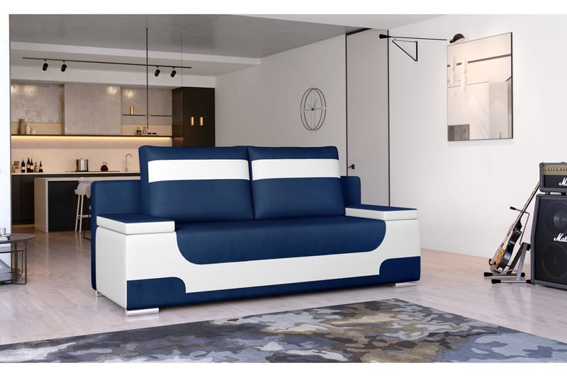 Amiranda 2-sits Bäddsoffa, Blå/Vit