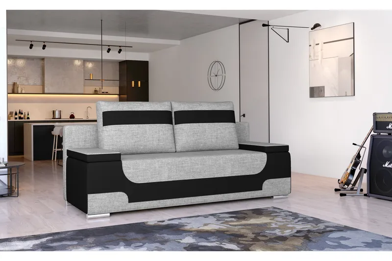 Amiranda 2-sits Bäddsoffa, Grå/Svart